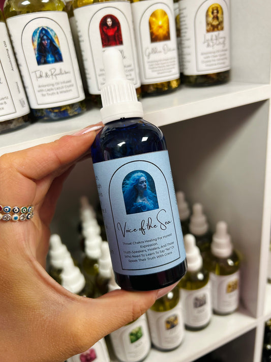 Voice of the Sea Ritual Oil – Throat Chakra Spell Oil for Truth, Expression & Graceful Boundaries