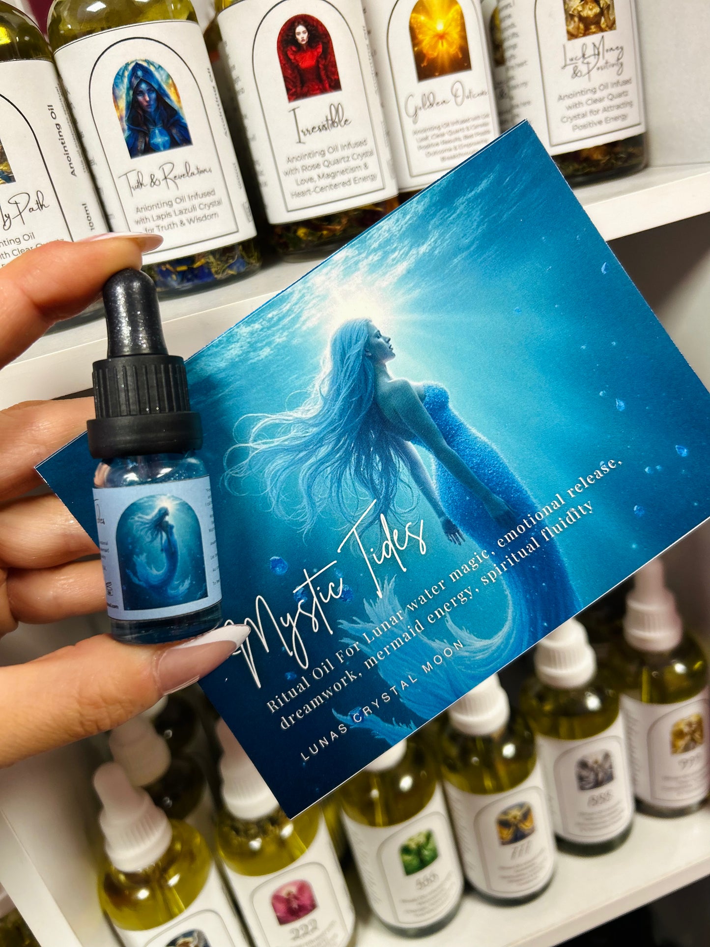 Mystic Tides 10ml Intention Oil – Lunar Water Magic for Emotional Flow, Go With The Flow & Releasing Control | Pocket-Sized Spell Oil