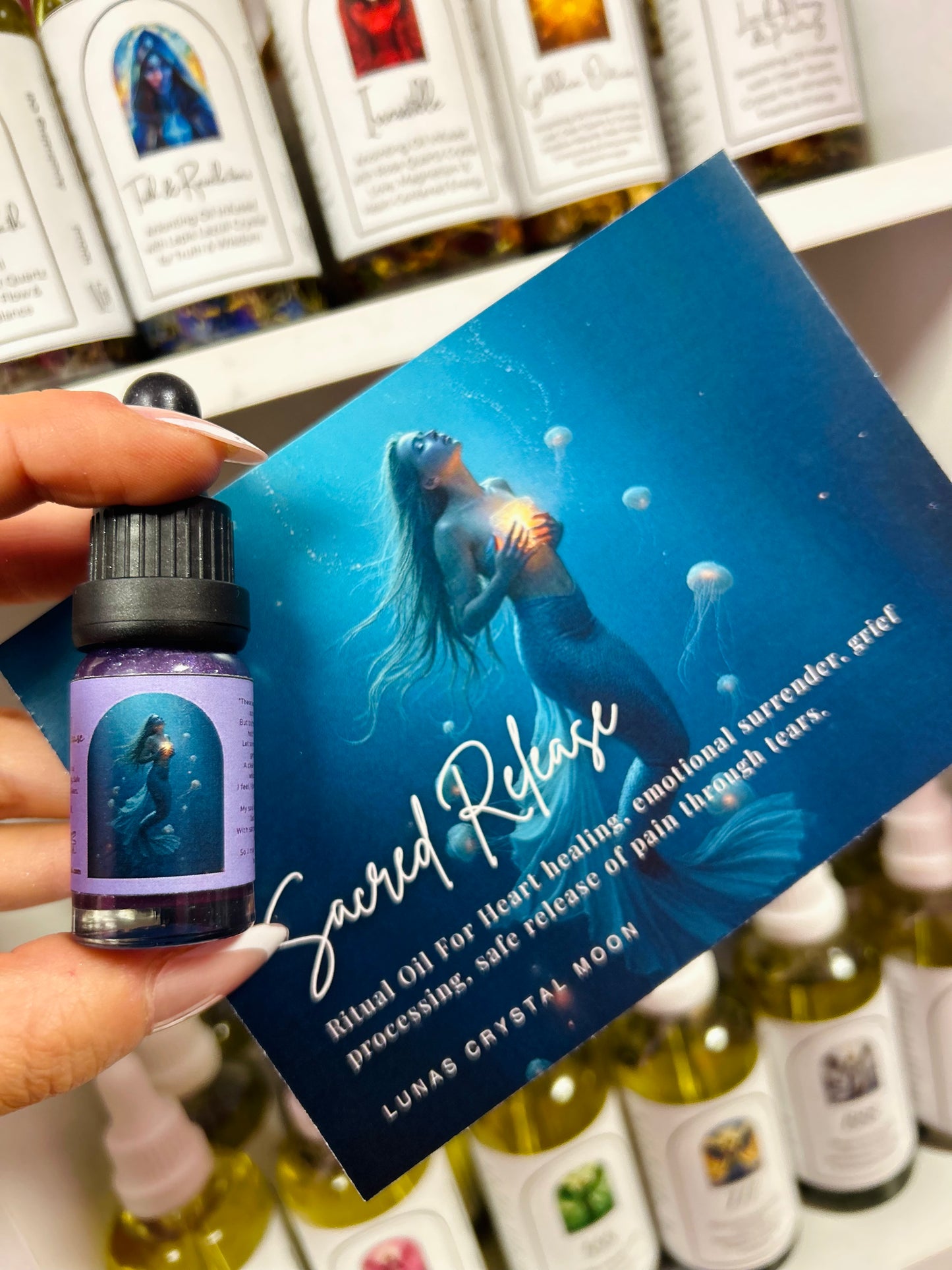 Sacred Release 10ml Intention Oil – Heart Healing, Grief, and Emotional Surrender | Pocket-Sized Spell Oil