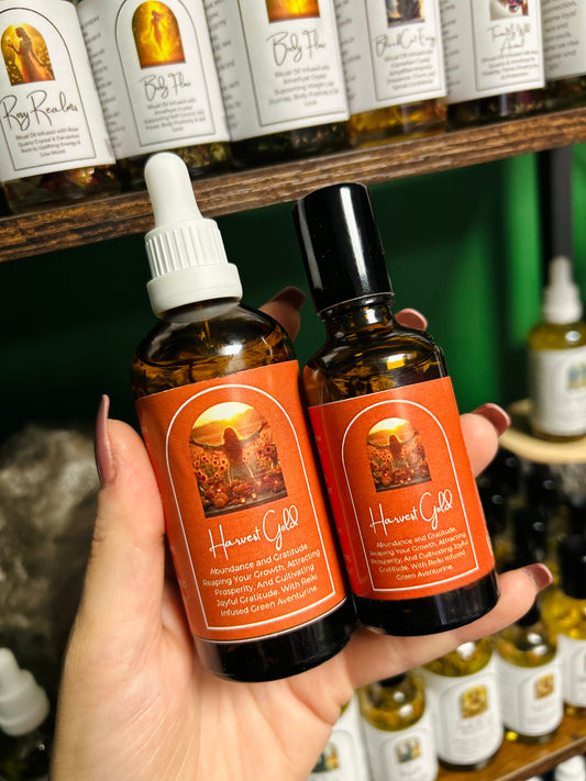Harvest Gold Frequency Oil - Abundance and Gratitude, Reaping Your Growth, Seasonal Gratitude & Prosperity, Autumn Blessings