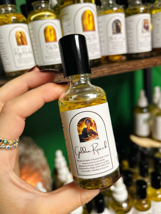 Golden Reach Ritual Oil – Business Success, Alignment for Sales Flow, Visibility, Client Attraction and Abundance